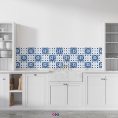 Autocollant mural décoratif cuisine - Carreaux bleu