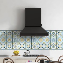 Stickers carrelage cuisine - Arabesque vert