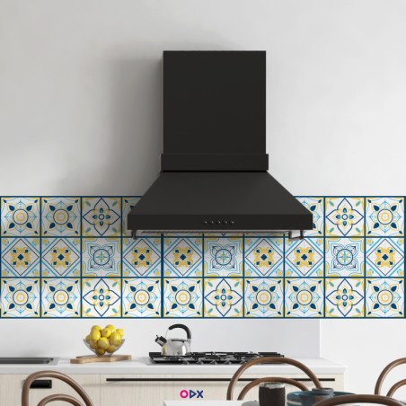 Stickers carrelage cuisine - Arabesque vert