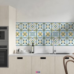 Stickers carrelage cuisine - Arabesque vert