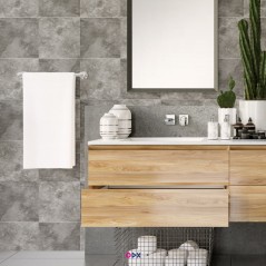 Stickers carrelage Salle de Bain - Marbre gris