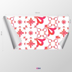 Stickers carrelage Salle de Bain - Motif rouge