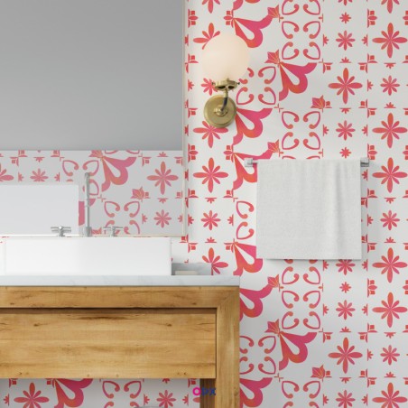 Stickers carrelage Salle de Bain - Motif rouge