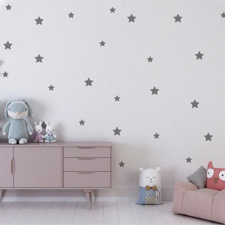 Stickers décoration chambre enfant - étoiles gris