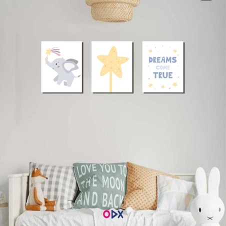 3 Tableaux en toile décoration chambre enfant  - Dreams Come True