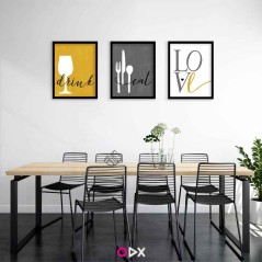 Cadre lario pour décoration cuisine - 3 parties - Love eat drink