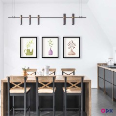 Cadre lario pour décoration cuisine - 3 parties - Plantes design