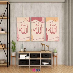 3 Tableaux muraux calligraphie islamique en toile - 3 parties - Allah