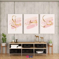 3 Tableaux muraux calligraphie islamique en toile - 3 parties - Remerciement - Patience - Paix