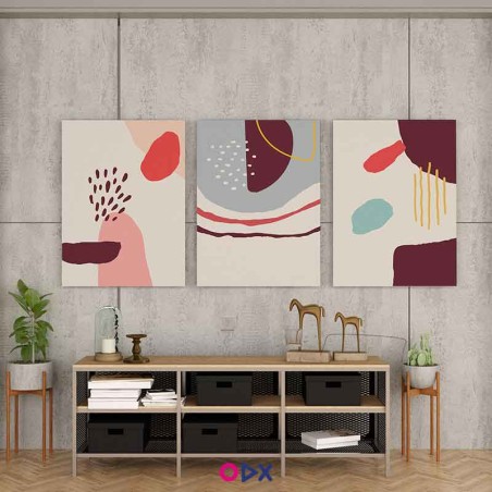 3 Tableaux décoratifs en toile - Abstract art