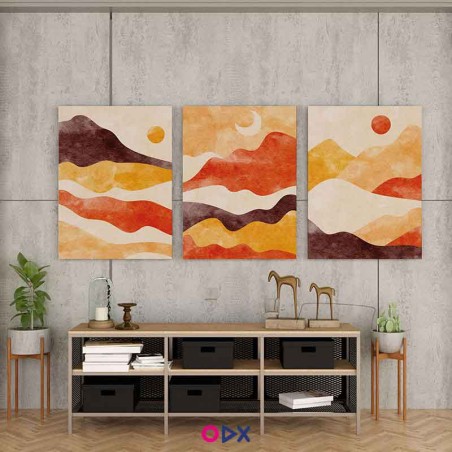 3 Tableaux décoratifs en toile - Abstract sunset