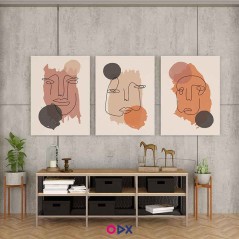 3 Tableaux décoratifs en toile - Face ligne art