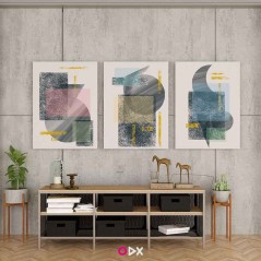 3 Tableaux décoratifs en toile - Géométrie gris