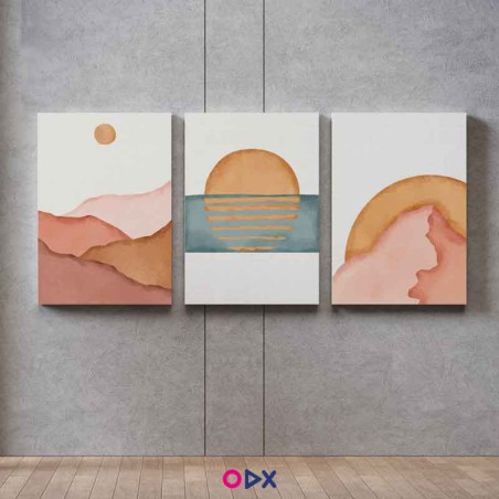 3 Tableaux décoratifs en toile - Lever et coucher du soleil