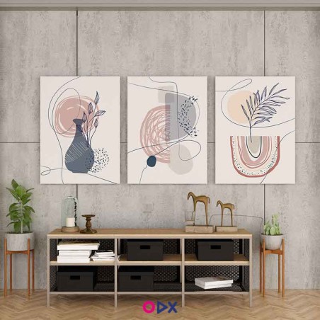 3 Tableaux décoratifs en toile - Ligne art