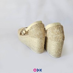 Sandale femme en jute beige - Semelle compensée