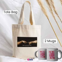 Pack café & style : Lot de 2 Mugs & tote bag