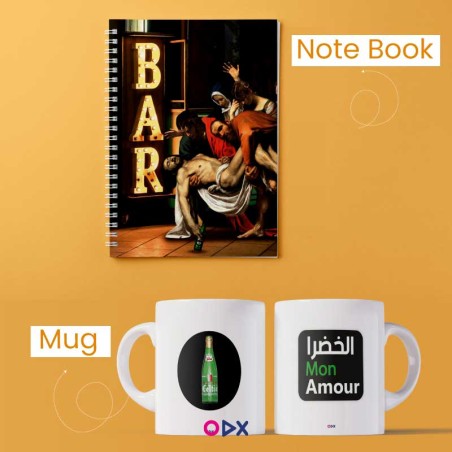 Pack elkhadhra mon amour : 2 mugs + Notebook