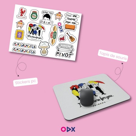 Pack Friends : Tapis de souris & planche de stickers pc