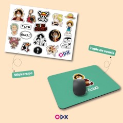 Pack one piece : Tapis de souris & planche de stickers pc