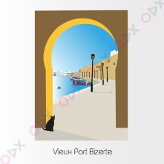 Cadre en bois - Vieux port - Rempart de la médina de Bizerte