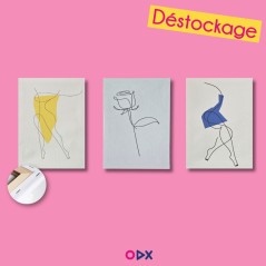 3 Tableaux décoratifs en toile - Ligne art