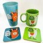 2 Mugs en céramique + Sous-tasse assortie
