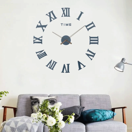 Horloge Murale 3D – Chiffre Romain Bleu