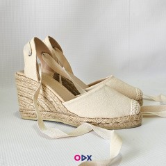 Sandale femme beige en jute halfa - Semelle compensée Sandale femme beige en jute halfa - Semelle compensée