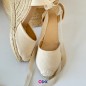 Sandale femme beige en jute halfa - Semelle compensée
