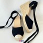 Sandale femme noir en jute halfa - Semelle compensée