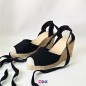 Sandale femme noir en jute halfa - Semelle compensée