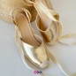 Sandale femme doré en jute halfa - Semelle compensée