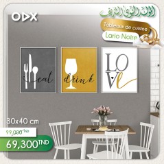 Cadre lario pour décoration cuisine - 3 parties - Love eat drink
