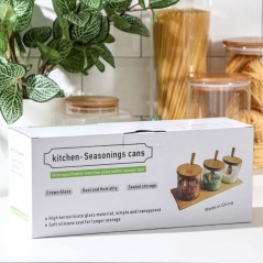 Ensemble de pots d’épices de cuisine avec cuillère et support Ensemble de pots d’épices de cuisine avec cuillère et support