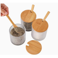 Ensemble de pots d’épices de cuisine avec cuillère et support Ensemble de pots d’épices de cuisine avec cuillère et support