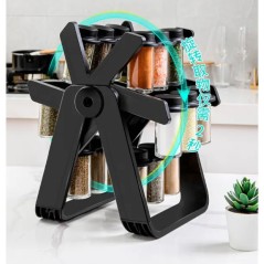 Set Porte Épices19 Pièces avec Support Rotatif Noir Set Porte Épices19 Pièces avec Support Rotatif Noir