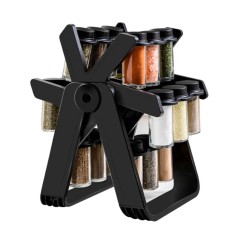 Set Porte Épices19 Pièces avec Support Rotatif Noir Set Porte Épices19 Pièces avec Support Rotatif Noir