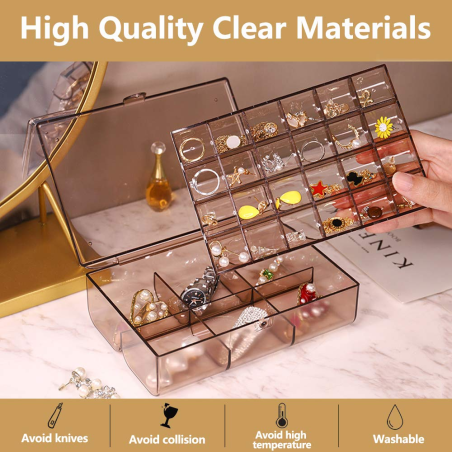 Boîte à Bijoux Transparente et Empilable