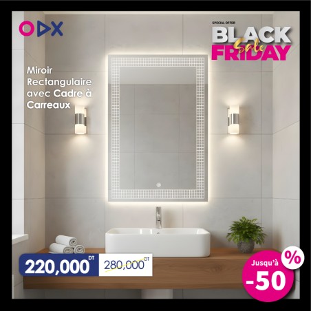 Miroir Rectangulaire avec Cadre à Carreaux