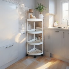 Étagère d'angle multifonctionnelle à roulettes