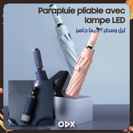 Parapluie pliable avec lampe LED