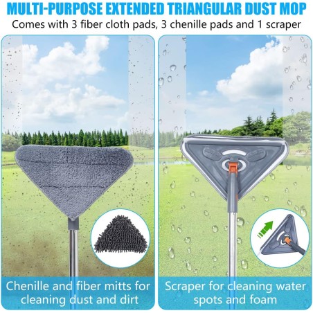 Balai de nettoyage triangulaire réglable