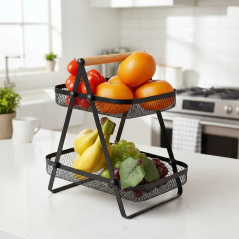 Présentoir à fruits en métal - Noir