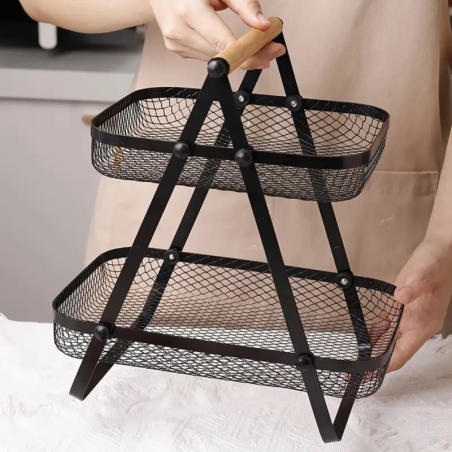 Présentoir à fruits en métal - Noir