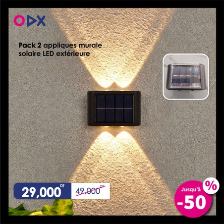 Pack 2 appliques murale solaire LED extérieure