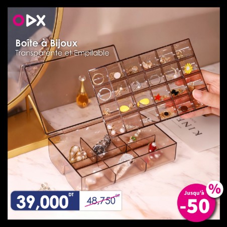 Boîte à bijoux transparente et empilable