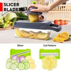 16pcs Set,Vegetable Chopper, Multifunctional Fruit Slicer, Manual Food Grater, Vegetable Slicer, Cutter With Container