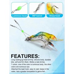 Lot de 7 leurres souples crevette pour la pêche – 9 cm, 6 g