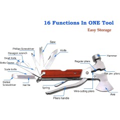 Outil multifonction 16-en-1 pour camping - Couteau camping